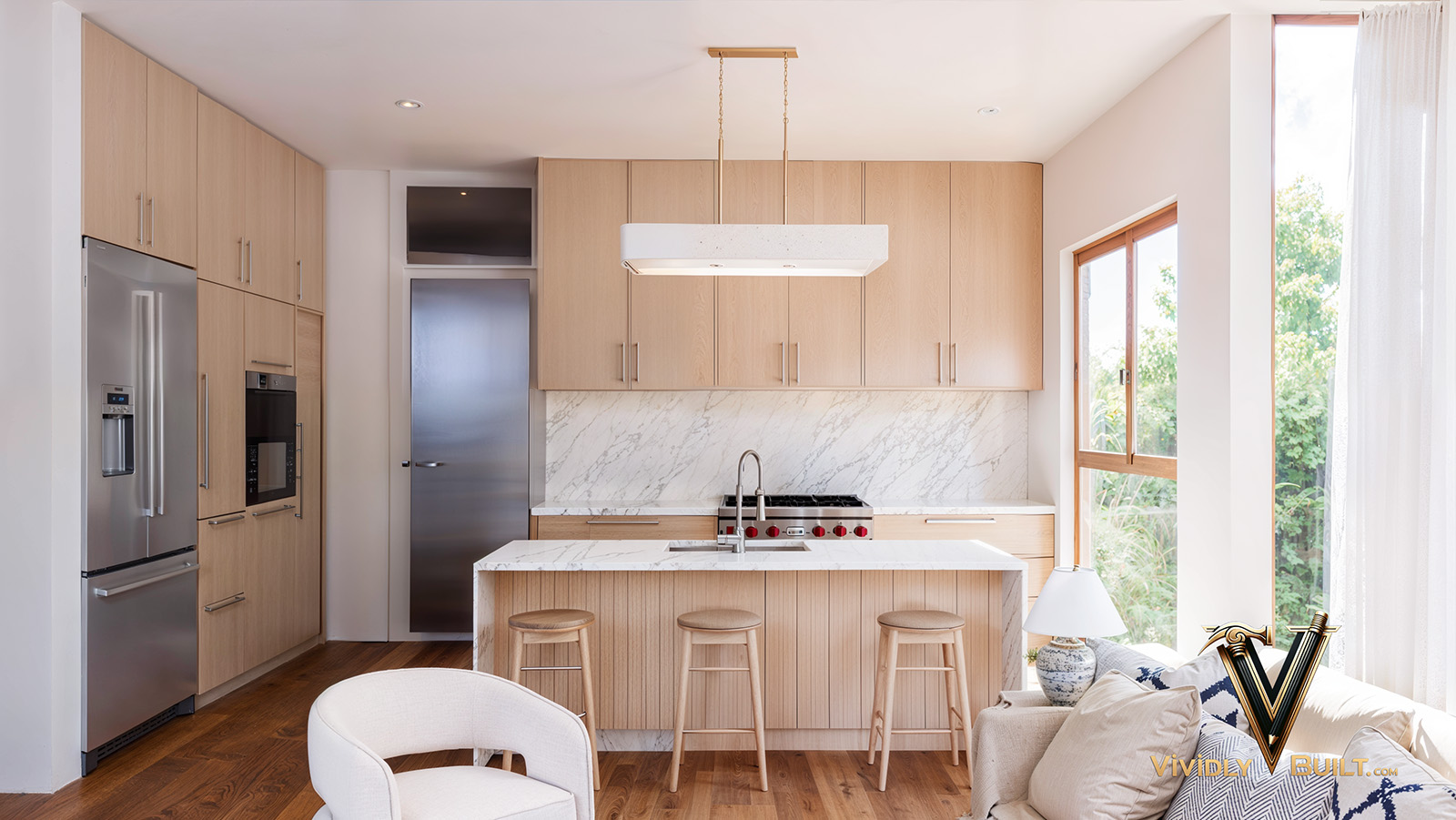 Modern ADU extension and full home interior design rendering for a Brentwood, California residence by Vividly Built