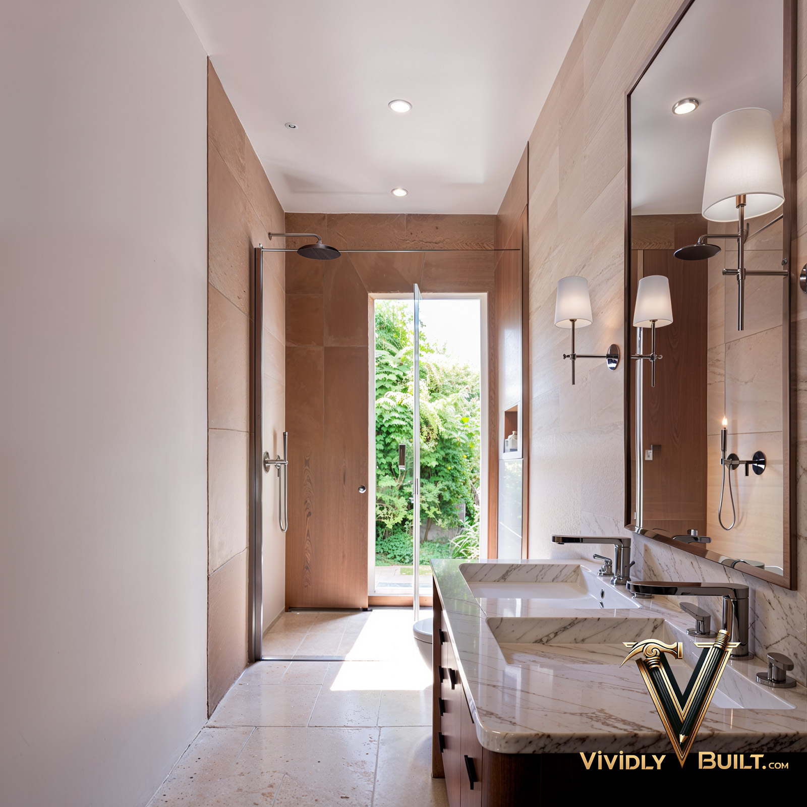 ADU bathroom interior design rendering for a modern Brentwood, California ADU extension by Vividly Built