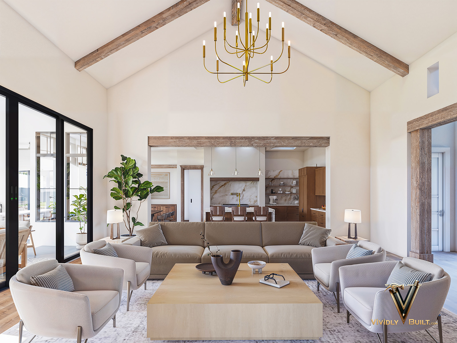 Approach view of a luxury single family residence in Los Angeles by Vividly Built