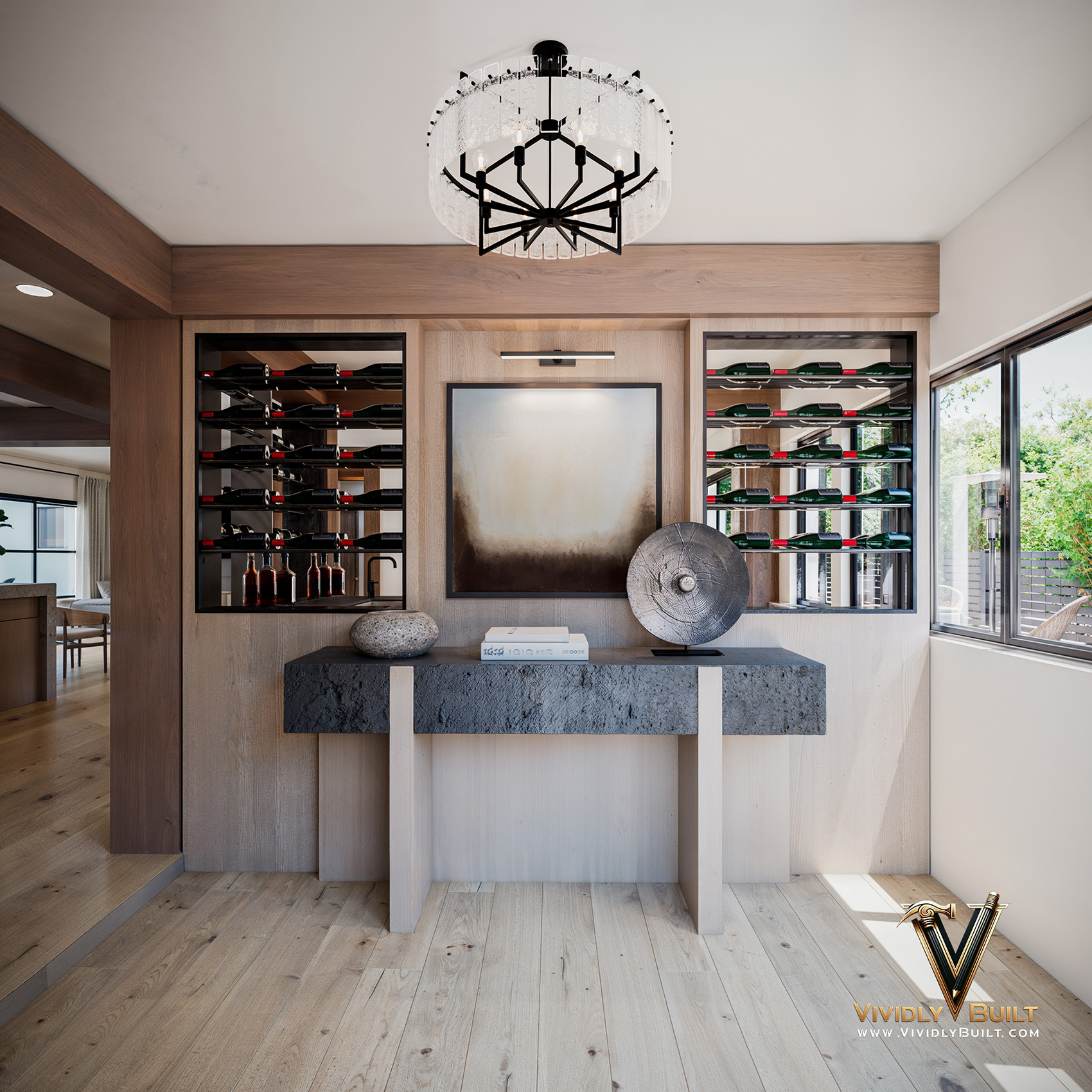 Foyer entry interior design rendering for a Westlake Village residence remodel by Vividly Built