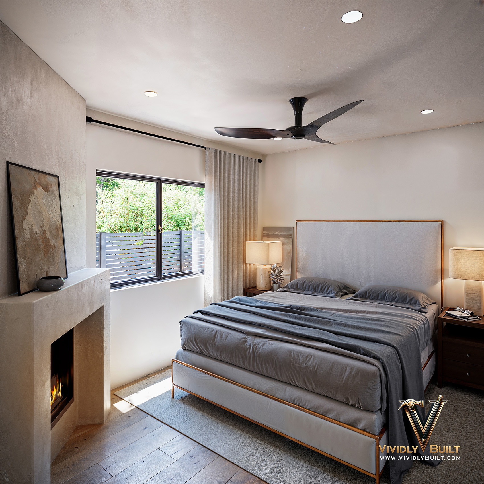 Guest bedroom interior design rendering for a Westlake Village residence remodel by Vividly Built