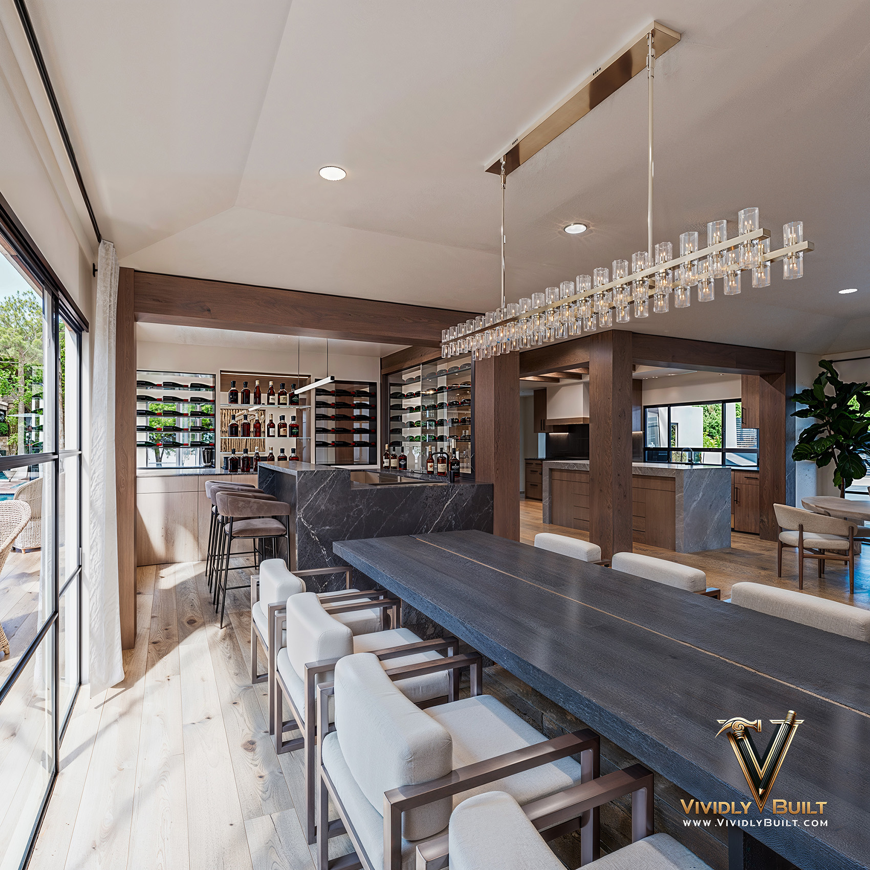 Main living space hearth detail interior design rendering for a Westlake Village remodel by Vividly Built