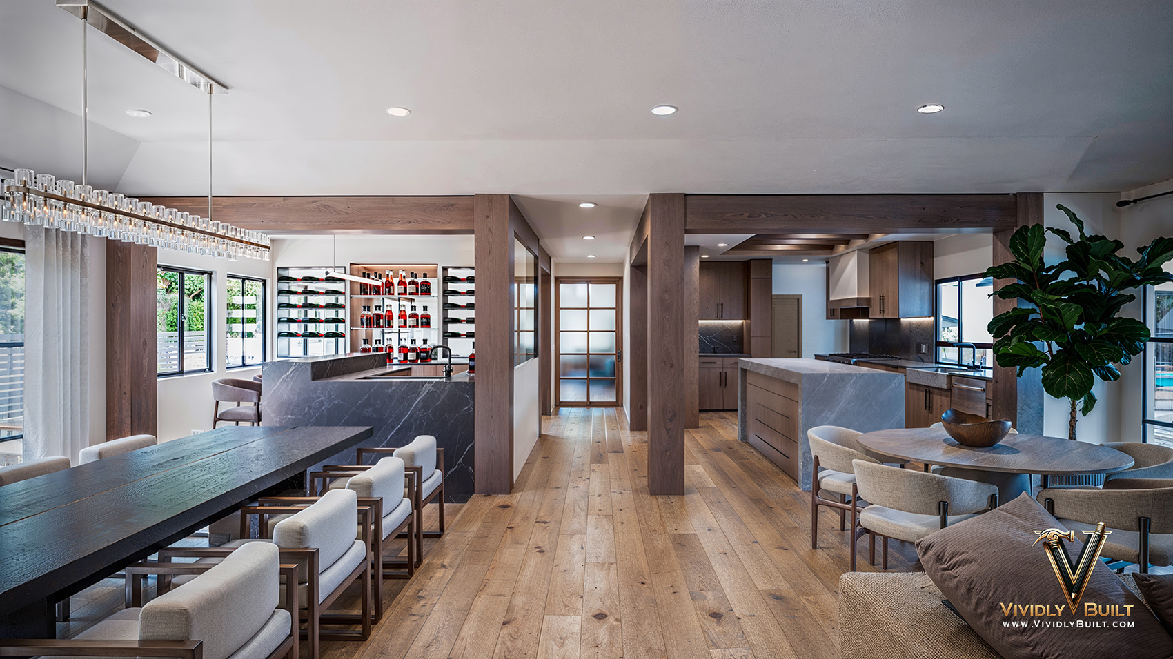 Main living space remodel interior design rendering for a Westlake Village residence by Vividly Built