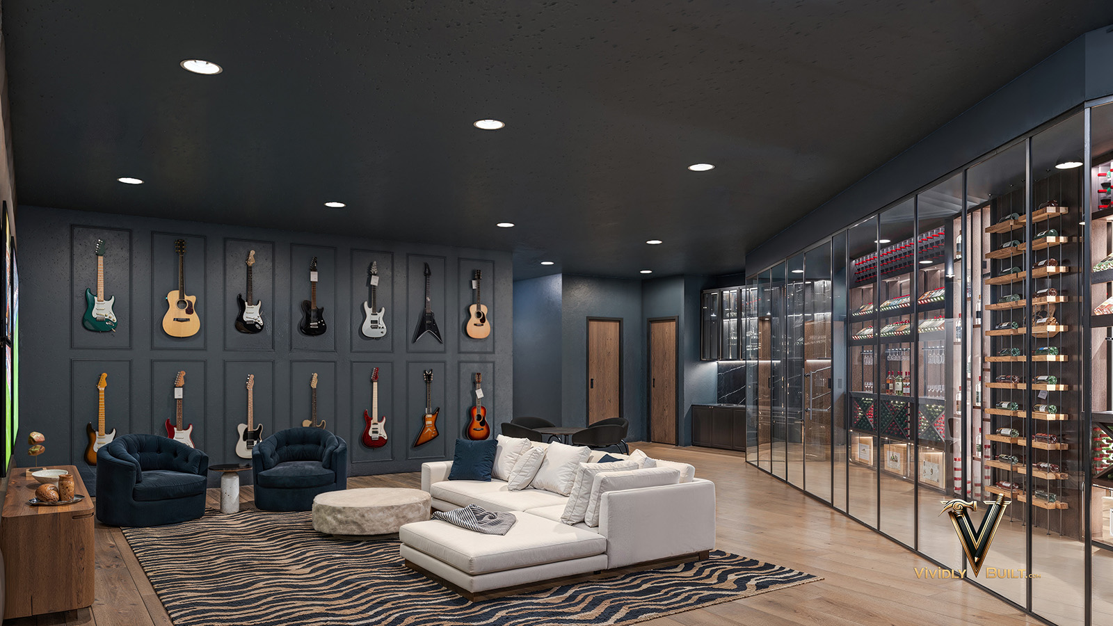 Secret room interior design rendering for an Austin, Texas new construction single family residence by Vividly Built