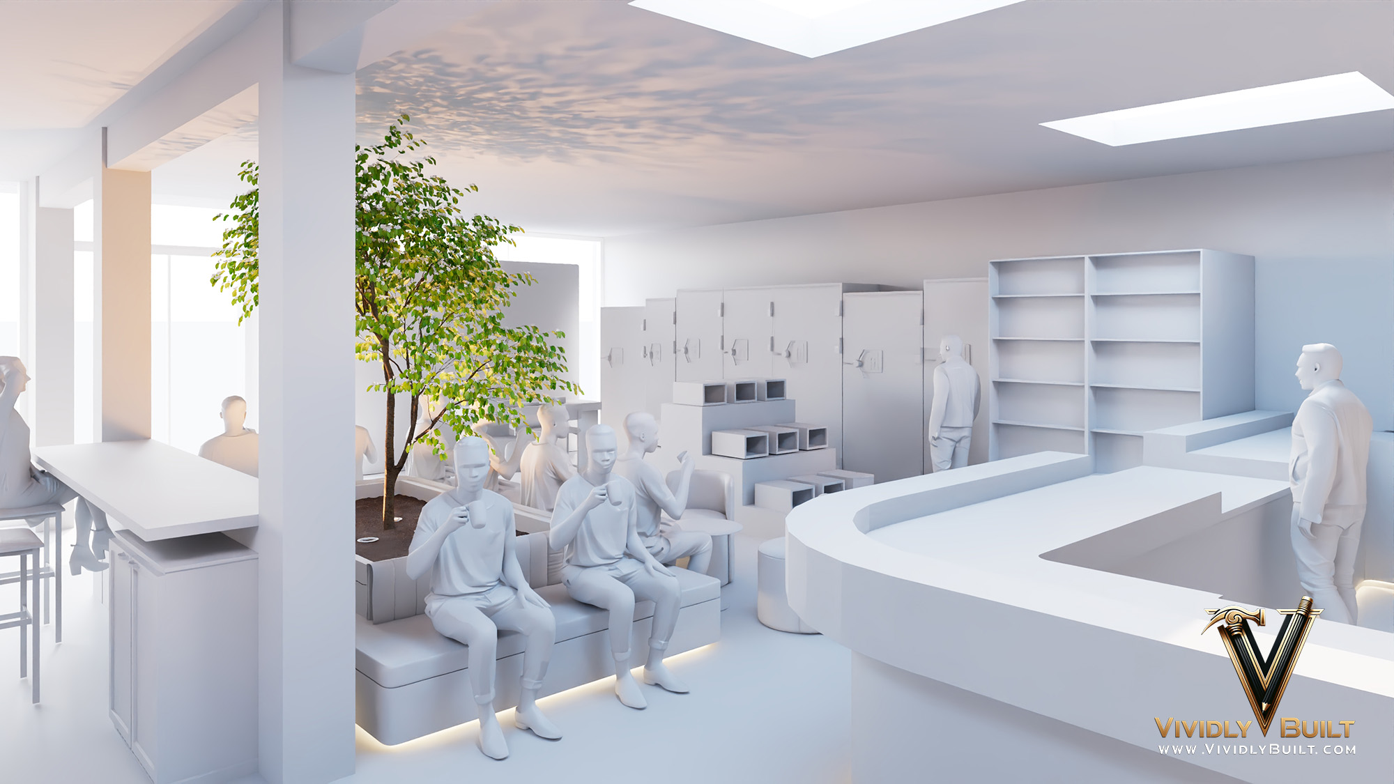 Brand vignette interior design rendering for a luxury retail store in Sherman Oaks by Vividly Built