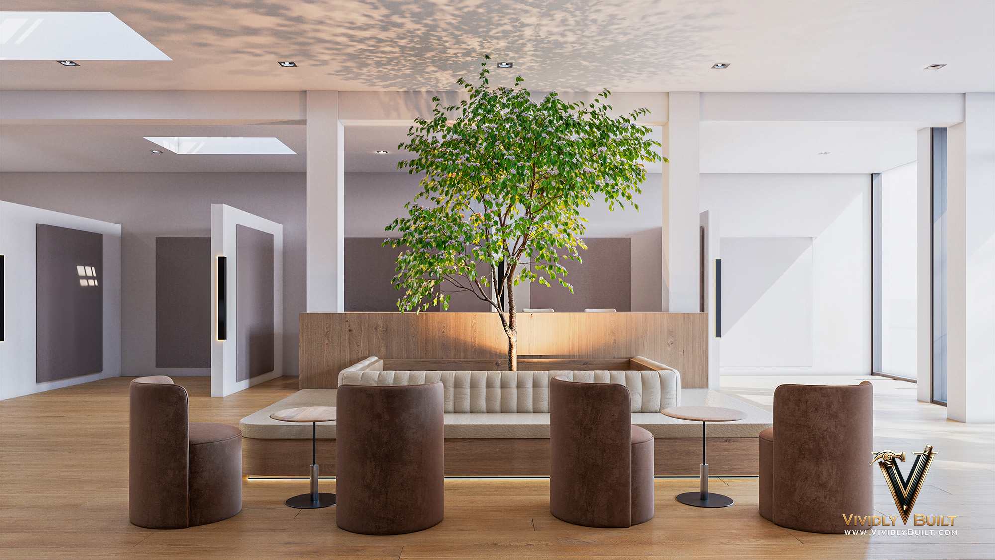 Sales floor wide view interior design rendering for a luxury retail store in Sherman Oaks by Vividly Built